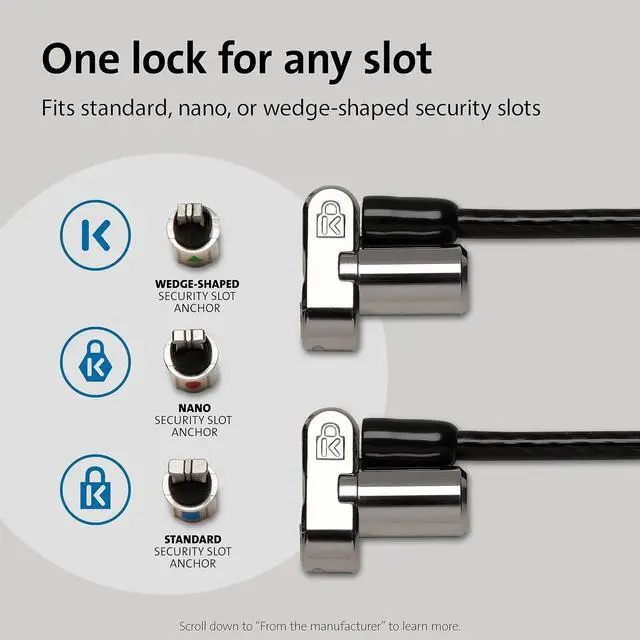 Alt view image 3 of 5 - Universal 3-in-1 Keyed Cable Lock - Twin Lockheads for Laptops & Other Devices (K63380WW)