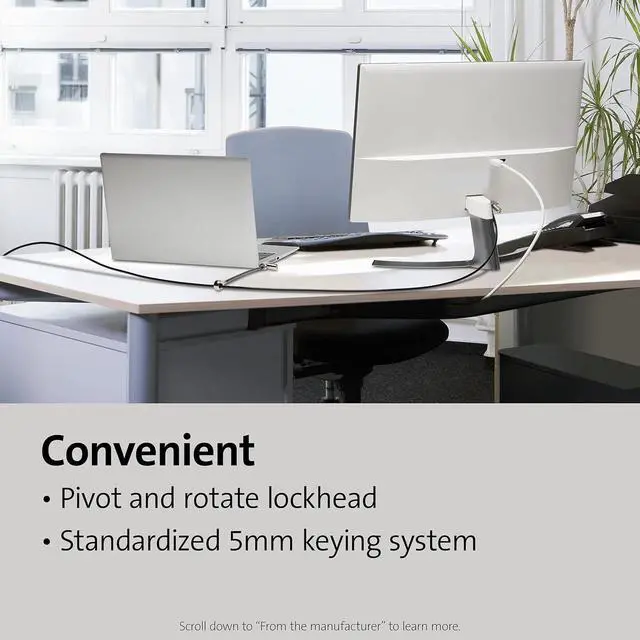 Alt view image 5 of 5 - Universal 3-in-1 Keyed Cable Lock - Twin Lockheads for Laptops & Other Devices (K63380WW)