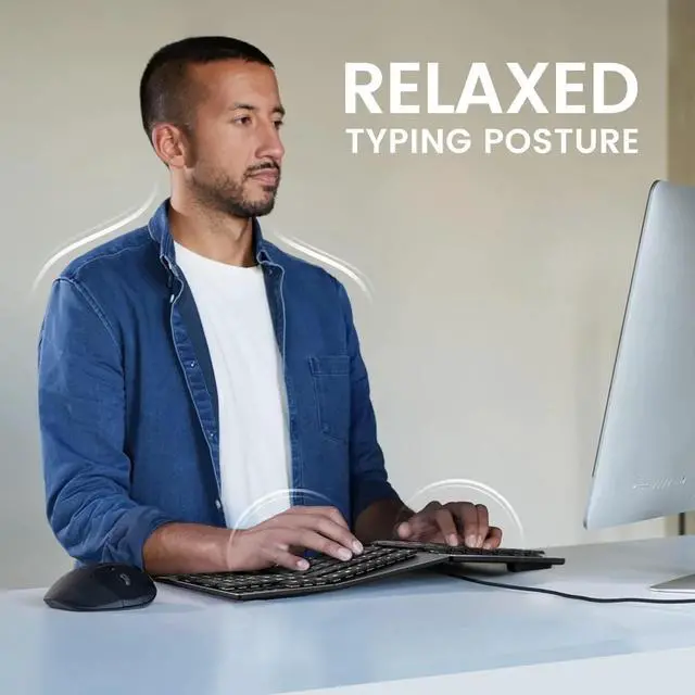 Alt view image 3 of 6 - Wired Ergonomic Mechanical Split Keyboard - Low-Profile Brown Tactile Switches - Black