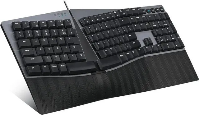 Alt view image 4 of 6 - Wired Ergonomic Mechanical Split Keyboard - Low-Profile Brown Tactile Switches - Black
