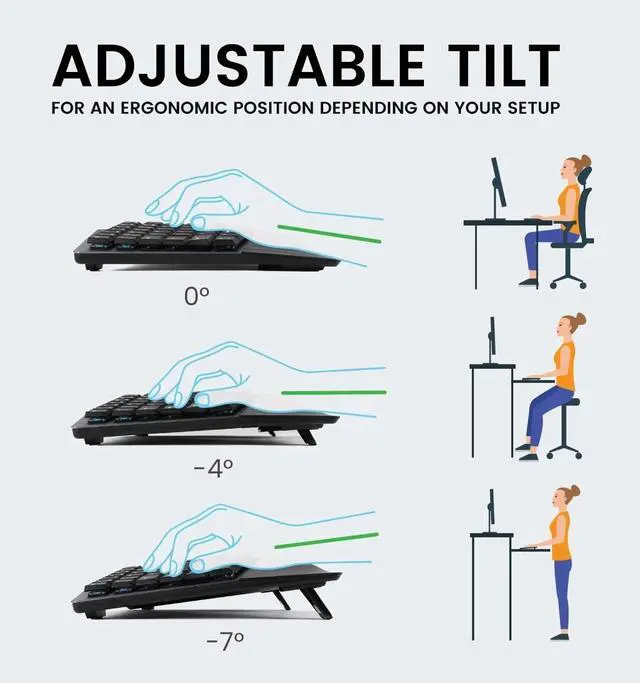 Alt view image 6 of 6 - Wired Ergonomic Mechanical Split Keyboard - Low-Profile Brown Tactile Switches - Black