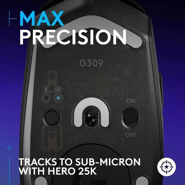 Alt view image 4 of 6 - Wireless Gaming Mouse, Lightweight, Hero 25K Sensor, 86g & 300+ hr Battery Life with AA Battery - Black