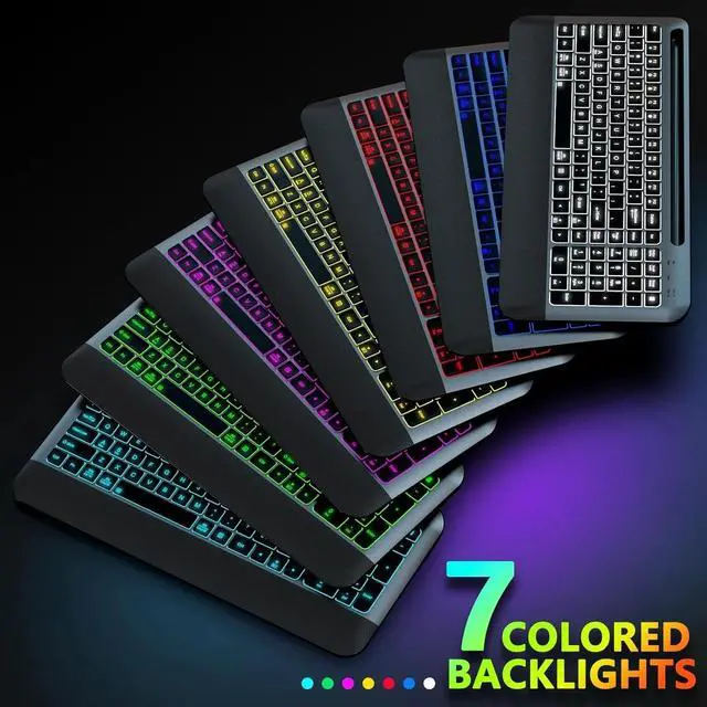 Alt view image 2 of 6 - Wireless Keyboard and Mouse Combo Backlit - Compact Quiet Keyboard with RGB Mouse, Rechargeable (Space Gray)