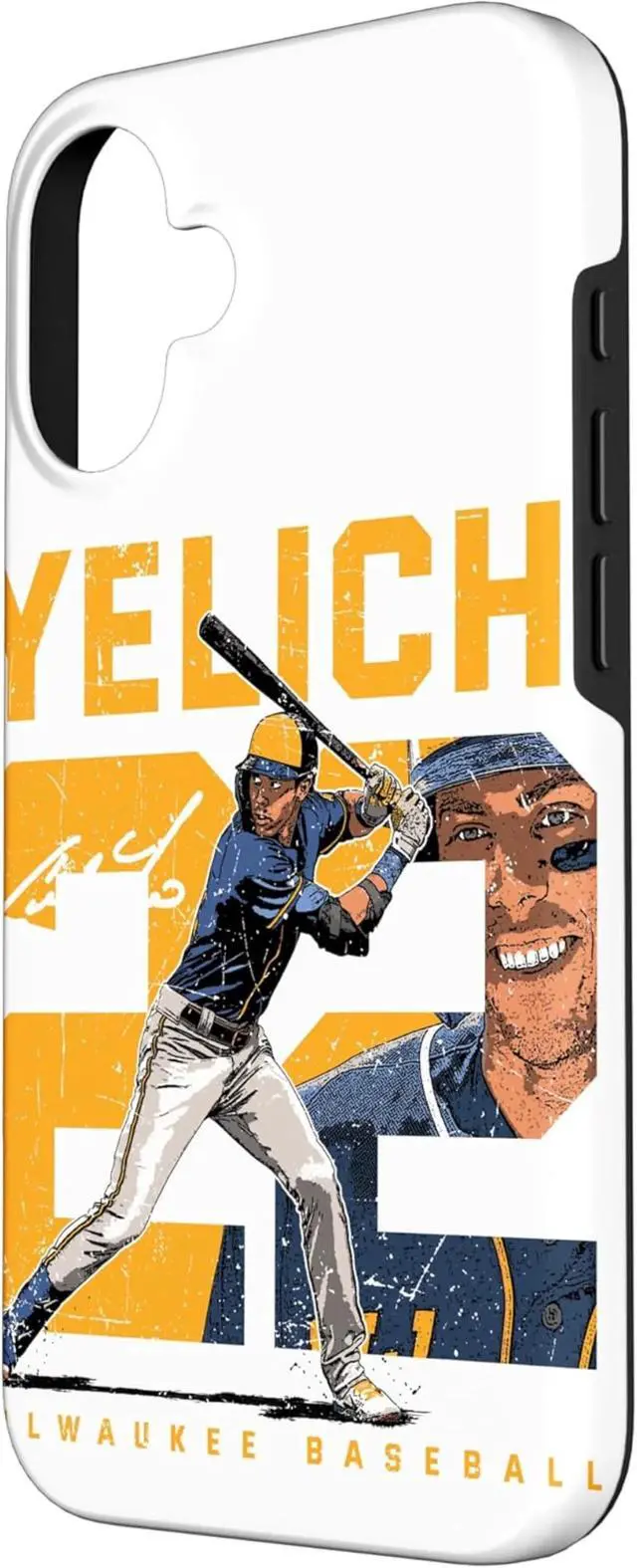 Alt view image 2 of 6 - iPhone 16 Number and Portrait Christian Yelich Milwaukee MLBPA Case