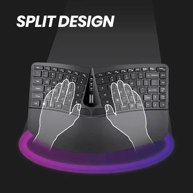 Alt view image 2 of 6 - 3-in-1 Wireless Compact Ergonomic Keyboard with Vertical Mouse and Numeric Keypad - Adjustable Palm Rest