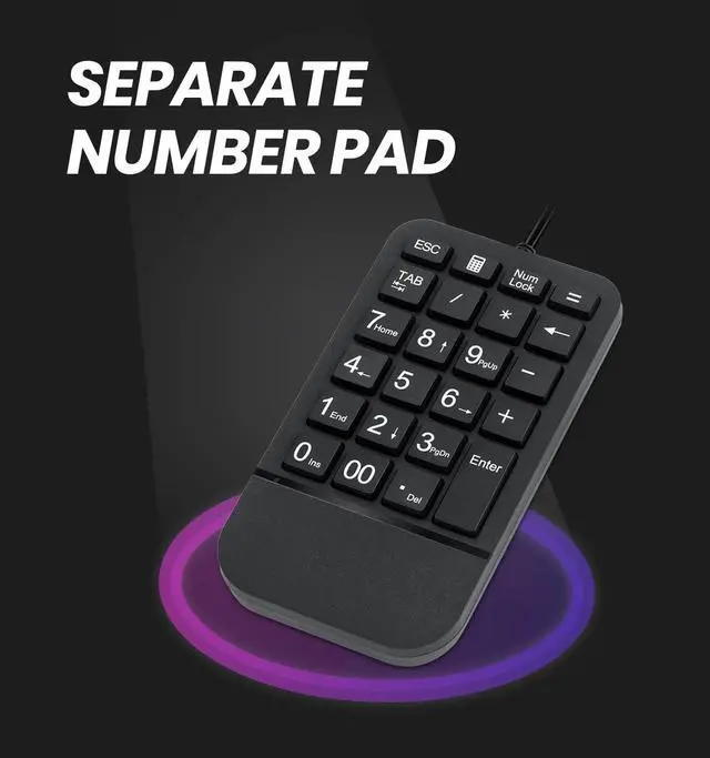 Alt view image 4 of 6 - 3-in-1 Wireless Compact Ergonomic Keyboard with Vertical Mouse and Numeric Keypad - Adjustable Palm Rest