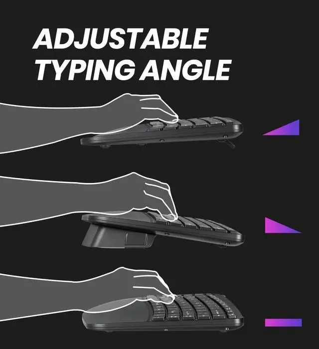 Alt view image 6 of 6 - 3-in-1 Wireless Compact Ergonomic Keyboard with Vertical Mouse and Numeric Keypad - Adjustable Palm Rest