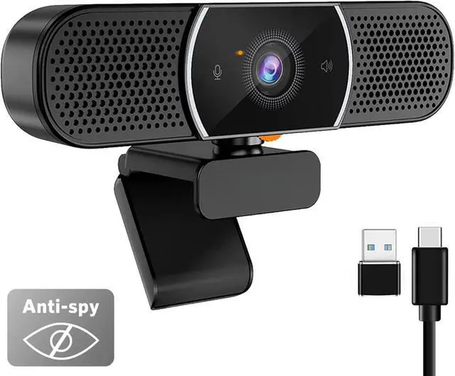 Main image of 3 in 1 Webcam - 2K HD USB C Webcam with Microphone and Speaker, Stereo Sound & Noise-Cancelling Mics
