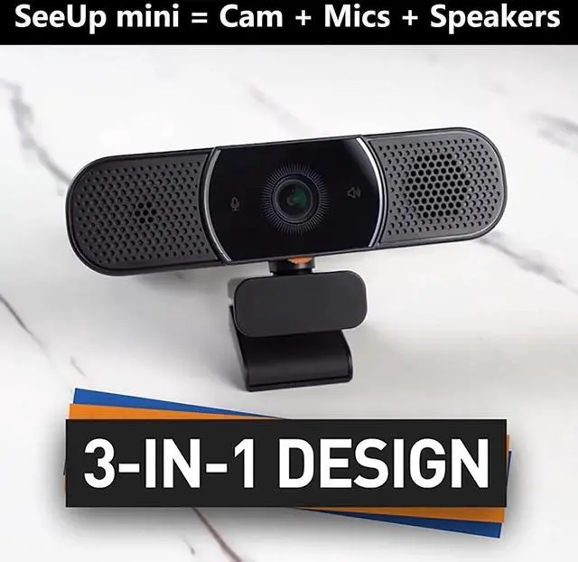 Alt view image 2 of 6 - 3 in 1 Webcam - 2K HD USB C Webcam with Microphone and Speaker, Stereo Sound & Noise-Cancelling Mics