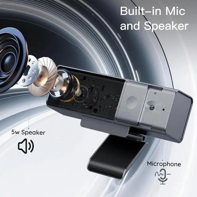 Alt view image 2 of 6 - 3 in 1 1080P Webcam with Microphone & Speaker, USB Camera for Video Conferencing/Gaming Live, Built-in Privacy Cover