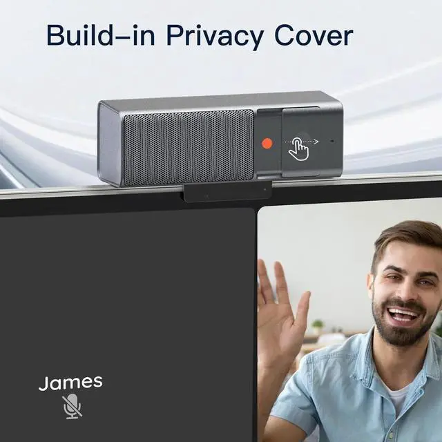 Alt view image 3 of 6 - 3 in 1 1080P Webcam with Microphone & Speaker, USB Camera for Video Conferencing/Gaming Live, Built-in Privacy Cover