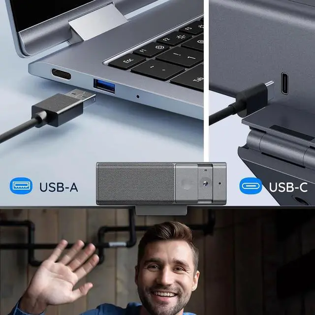 Alt view image 5 of 6 - 3 in 1 1080P Webcam with Microphone & Speaker, USB Camera for Video Conferencing/Gaming Live, Built-in Privacy Cover