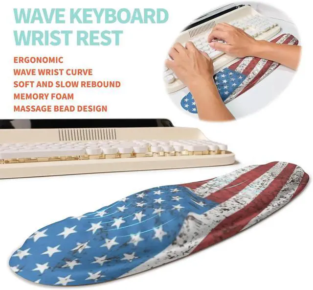 Alt view image 2 of 6 - 2-in-1 Ergonomic Set, Wave Rise Keyboard Wrist Rest and Massage Bulge Slope Mouse Pad Wrist Support,Black