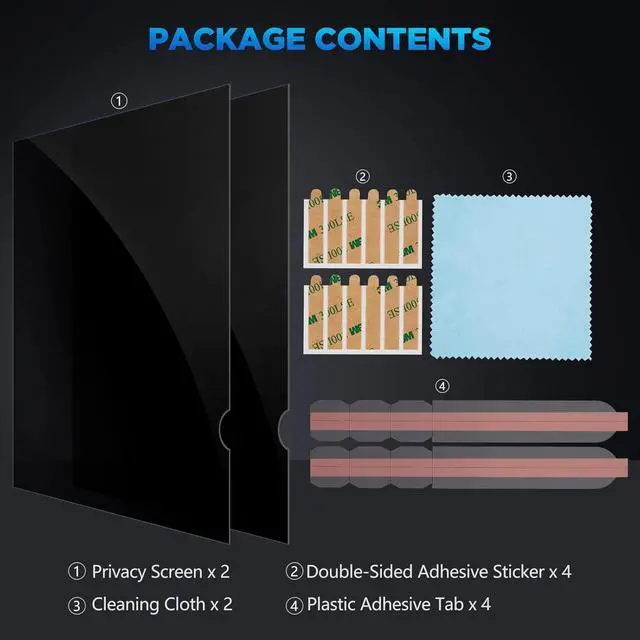 Alt view image 6 of 6 - 2-Pack 24 Inch Computer Privacy Screen Filter, Anti-Spy/Glare Protector Film (Width x Height: 531mm x 298mm)