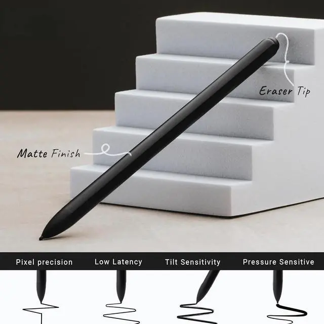 Alt view image 3 of 4 - 2 Pen Replacement with Digital Eraser + 5 Tips | 4096 Pressure Level Sensitivity & Palm Rejection