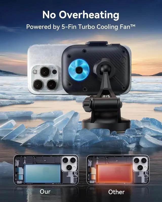 Alt view image 4 of 5 - Car Phone Holder, Qi2 Certified Wireless Car Charger for Cell Phone Mount Dash360° Phone Mount Auto Clamping