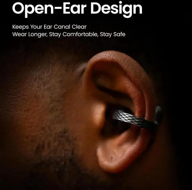 Alt view image 2 of 6 - Bluetooth Headphones, Open Ear Wireless Earbuds with Easy Touch, IPX4 Water Resistant & Sweatproof, AI Noise Reduction