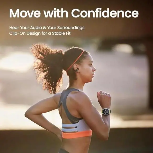 Alt view image 5 of 6 - Bluetooth Headphones, Open Ear Wireless Earbuds with Easy Touch, IPX4 Water Resistant & Sweatproof, AI Noise Reduction