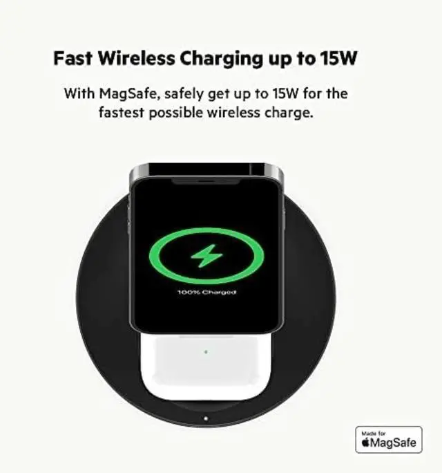 Alt view image 5 of 6 - 2-in-1 Wireless Charging Stand for Apple iPhone 16, iPhone 15, iPhone 14, iPhone 13 Series & AirPods - Black