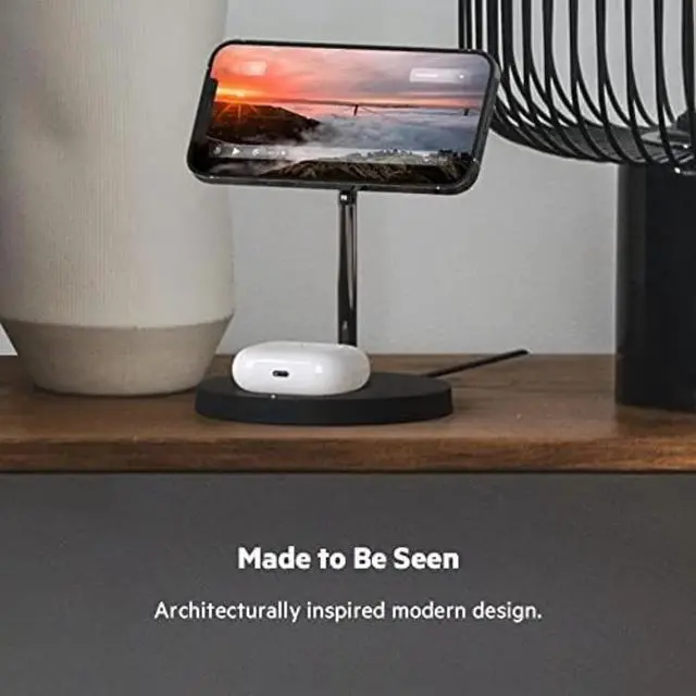 Alt view image 6 of 6 - 2-in-1 Wireless Charging Stand for Apple iPhone 16, iPhone 15, iPhone 14, iPhone 13 Series & AirPods - Black