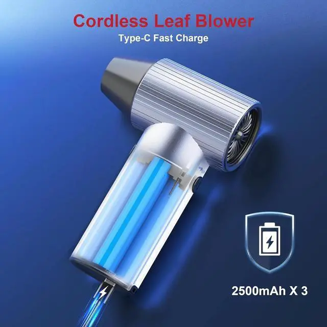 Alt view image 3 of 6 - Electric Air Duster, Super Power Mini Blower with Brushless Motor, 3 Speed Mode, Lightweight Leaf Blowers
