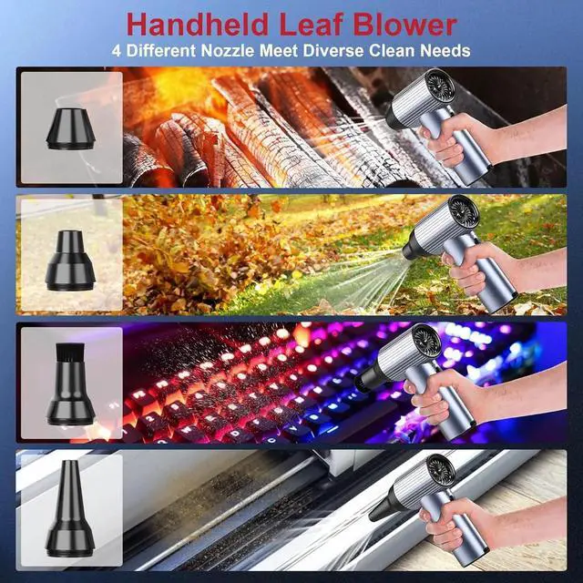 Alt view image 4 of 6 - Electric Air Duster, Super Power Mini Blower with Brushless Motor, 3 Speed Mode, Lightweight Leaf Blowers