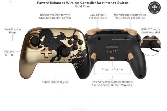 Alt view image 2 of 6 - Enhanced Wireless Controller for Nintendo Switch - Gold Rider, Nintendo Switch - OLED Model, , Gamepad, game controller