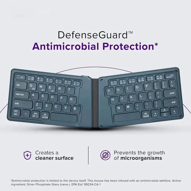 Alt view image 4 of 6 - Foldable Bluetooth Keyboard, Split Travel Keyboard Wireless, Rechargeable Portable Wireless Keyboard, Blue (PKF00302US)
