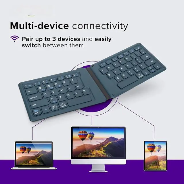 Alt view image 5 of 6 - Foldable Bluetooth Keyboard, Split Travel Keyboard Wireless, Rechargeable Portable Wireless Keyboard, Blue (PKF00302US)