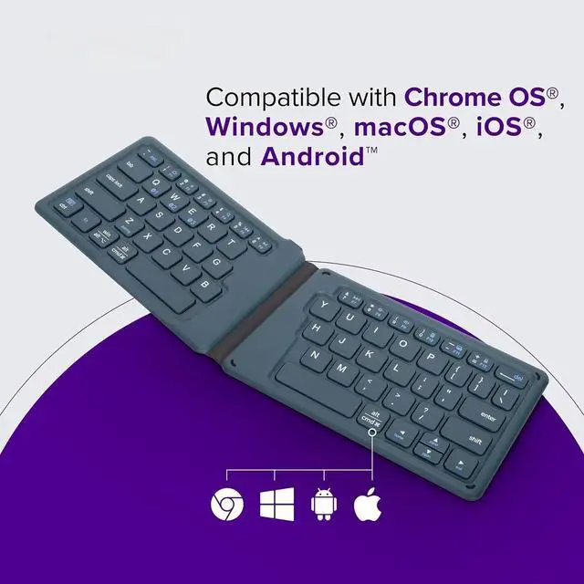 Alt view image 6 of 6 - Foldable Bluetooth Keyboard, Split Travel Keyboard Wireless, Rechargeable Portable Wireless Keyboard, Blue (PKF00302US)