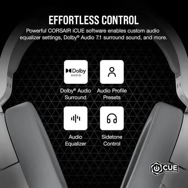 Alt view image 6 of 6 - HS55 Surround v2 Multiplatform Gaming Headset  Dolby Atmos  Lightweight  Memory-Foam Leatherette  White