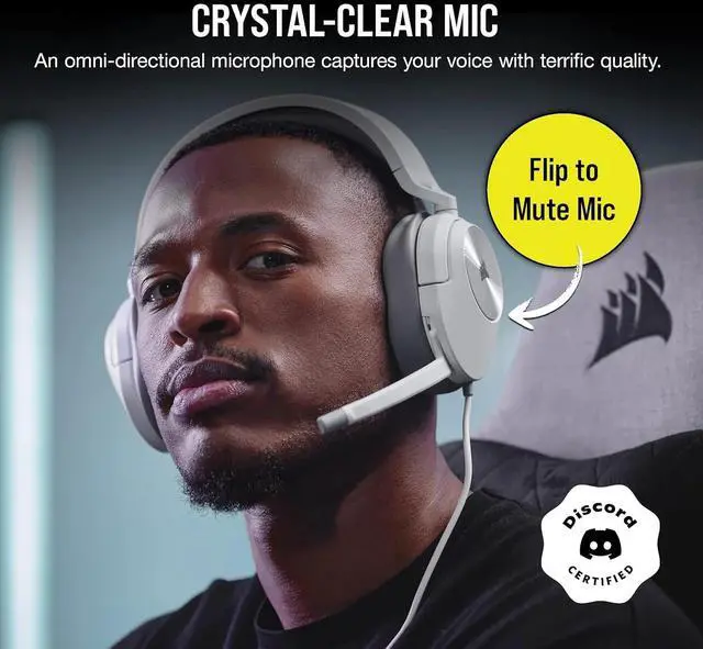 Alt view image 3 of 6 - HS55 Surround v2 Multiplatform Gaming Headset  Dolby Atmos  Lightweight  Memory-Foam Leatherette  White