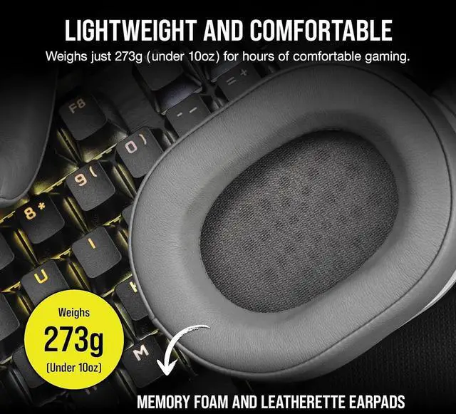 Alt view image 4 of 6 - HS55 Surround v2 Multiplatform Gaming Headset  Dolby Atmos  Lightweight  Memory-Foam Leatherette  White