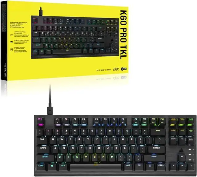 Alt view image 2 of 6 - K60 RGB TKL RGB Tenkeyless Optical-Mechanical Wired Gaming Keyboard - OPX Switches - iCUE Compatible - Black