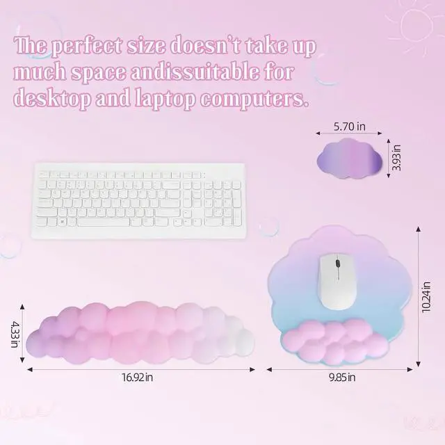 Alt view image 2 of 6 - Keyboard Wrist Rest Mouse Pad Wrist Arm Support Set with Ergonomic Cute Memory Foam for Computer Office Laptop Gaming