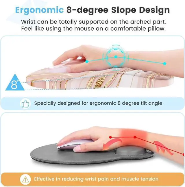 Alt view image 2 of 6 - Keyboard Wrist Rest, Ergonomic Mouse Pad with Wrist Rest, 3 in 1 Keyboard and Mouse pad with Coaster Set