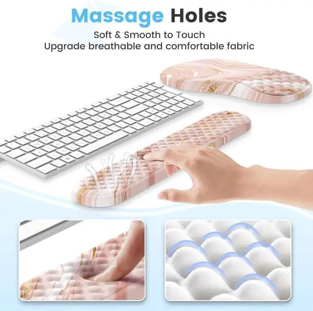 Alt view image 3 of 6 - Keyboard Wrist Rest, Ergonomic Mouse Pad with Wrist Rest, 3 in 1 Keyboard and Mouse pad with Coaster Set