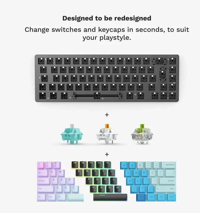 Alt view image 2 of 5 - TKL Mechanical Keyboard - Compact -Hotswap w/Cherry Mx Style Switches - PC Gaming Setup Accessories