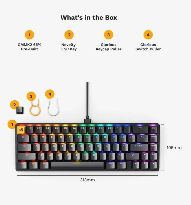 Alt view image 5 of 5 - TKL Mechanical Keyboard - Compact -Hotswap w/Cherry Mx Style Switches - PC Gaming Setup Accessories