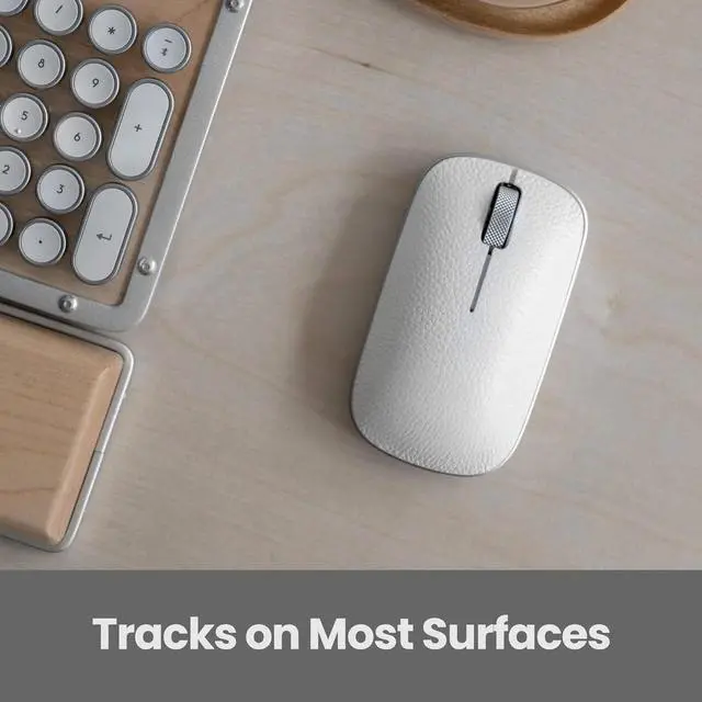 Alt view image 4 of 6 - Retro Classic Bluetooth Mouse (Maple) - Wireless, Genuine Leather Topped with Pixart Precision Tracker