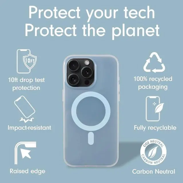 Alt view image 4 of 6 - Protective Phone Case for iPhone 15 Pro Max | Compatible with Magsafe | 10ft Drop Tested | Jelly Sky Blue