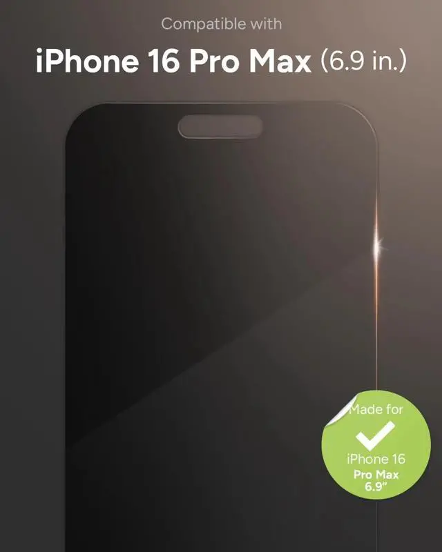 Alt view image 2 of 6 - Privacy 360 Screen Protector for iPhone 16 Pro Max 4-Way Privacy, Ultra-Strong Tempered Glass, 5X Stronger