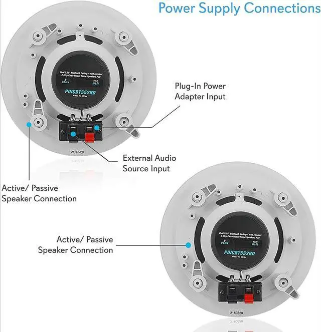Alt view image 3 of 4 - Pair Bluetooth Flush Mount In-wall In-ceiling 2-Way Speaker System Quick Connections Changeable