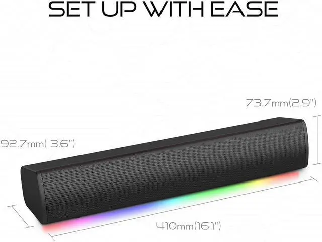 Alt view image 5 of 6 - Compact RGB Gaming Soundbar with SuperWide Technology, Powered via USB, Bluetooth 5.4, Headphone-Out Port