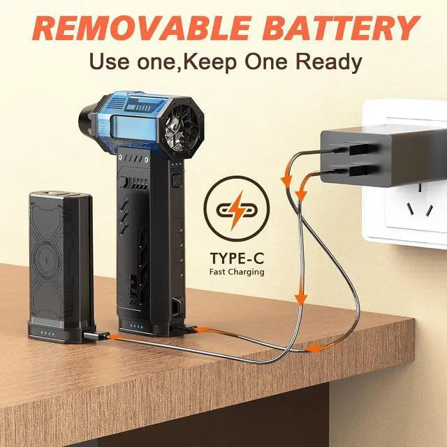 Alt view image 4 of 4 - Air Duster -250000RPM Electeic Air Duster, Replaceable Batteries 2pcs,Long Life Cordless mini Blower, 3-Gear Adjustable