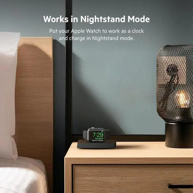 Alt view image 4 of 6 - FOR-Apple Watch Charger - Fast Wireless Charging Pad - Travel Charger with Nightstand Mode W/USB-C Cable Included - Black