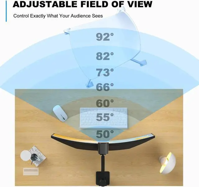 Alt view image 4 of 6 - 4K USB Webcam with 4 Noise-Canceling Mics, 50-92 FOV, Built-in OSD & Privacy Cover, Plug & Play