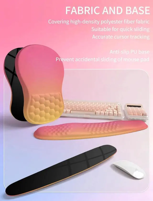Alt view image 6 of 6 - 2in1 Combination, Wave Keyboard Wrist Rest and Ergonomic Curvature Mouse Pad Wrist Support for Relieve Wrist Pain