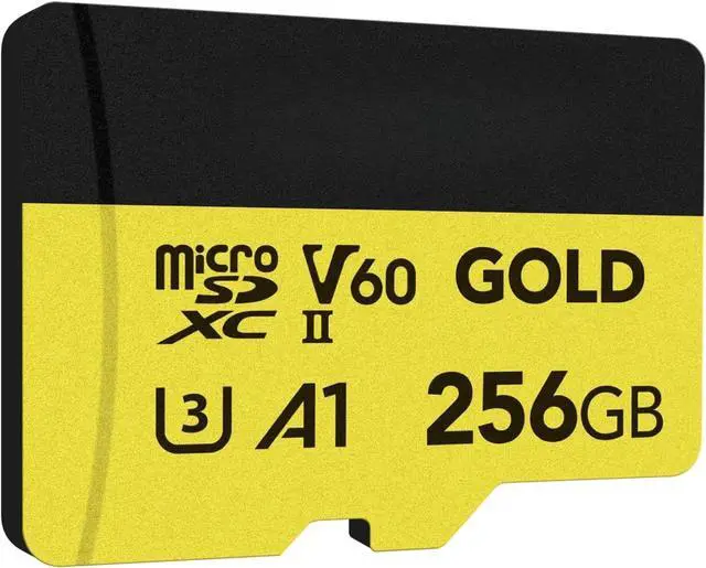 Alt view image 4 of 6 - FOR-256GB Professional Gold Micro SD Card, UHS-II, C10, U3, V60, A1, Full HD, 4K, Up to 280/180 MB/s microSDXC Memory Card