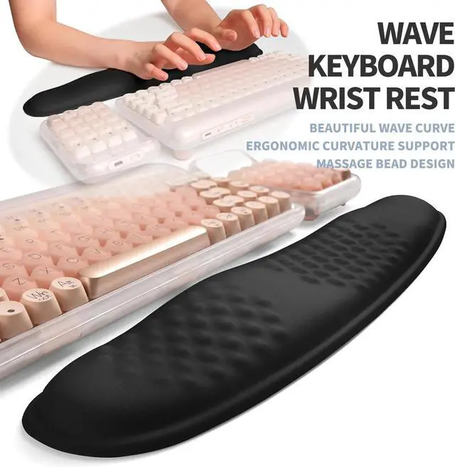 Alt view image 2 of 6 - 2-in-1 Ergonomic Set, Wave Keyboard Wrist Rest and Massage Slope Mouse Pad Wrist Support, Rebound Memory Foam